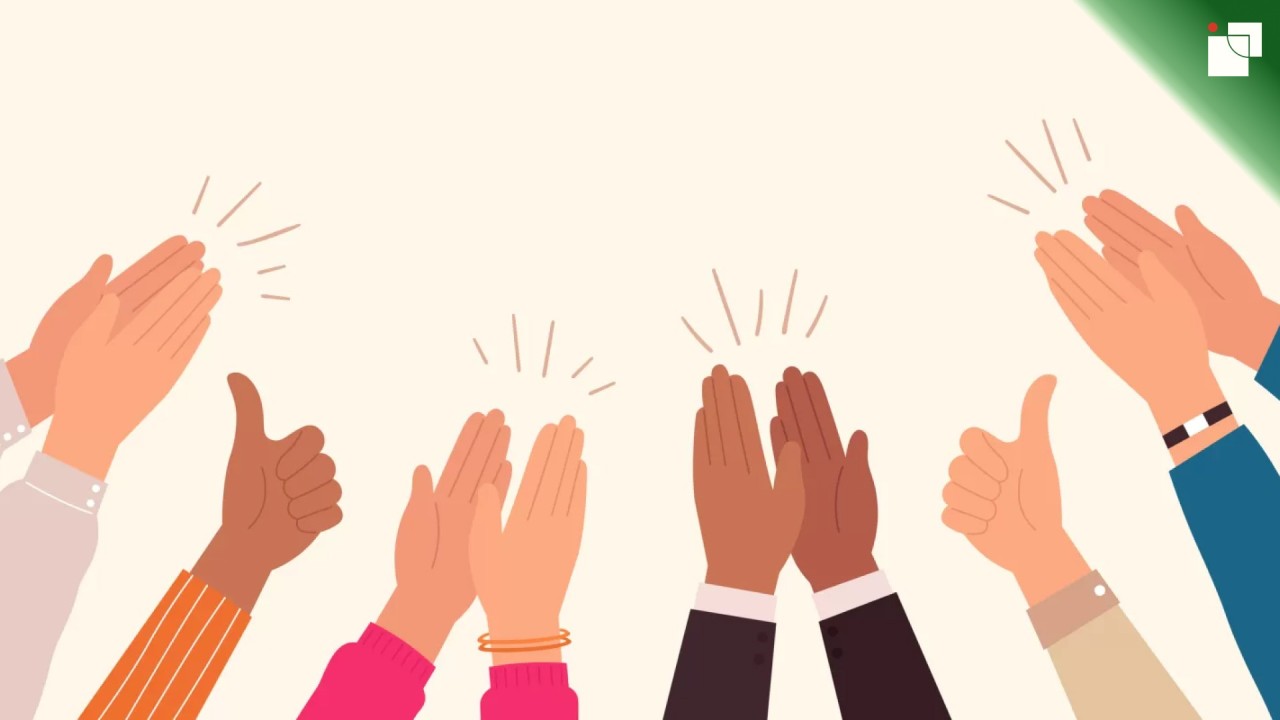 Hands applauding and giving thumbs up in appreciation